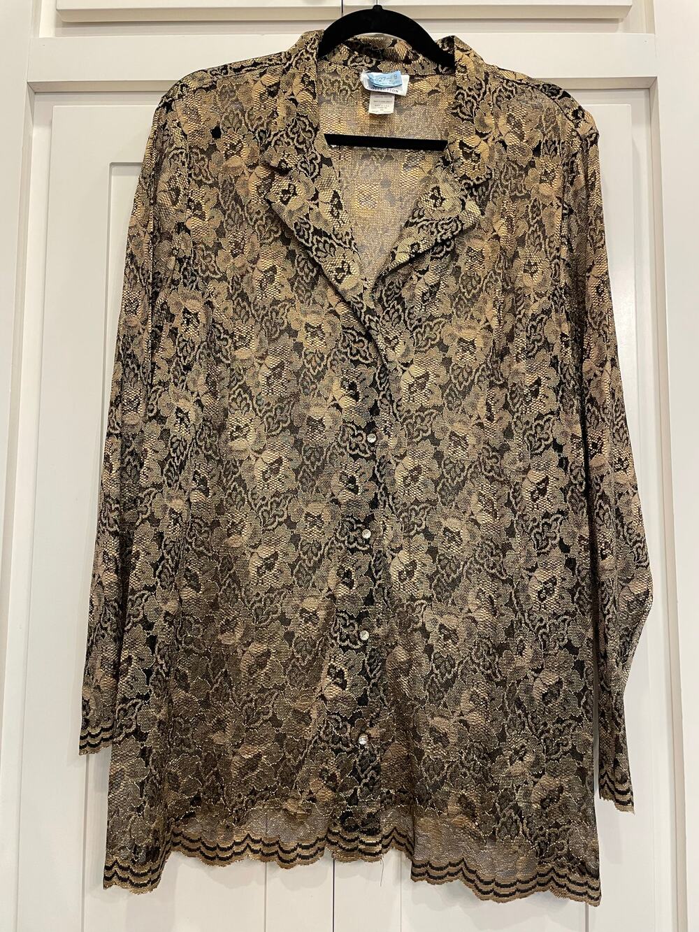 JMS Collection gold and black floral lace jacket blazer 2X